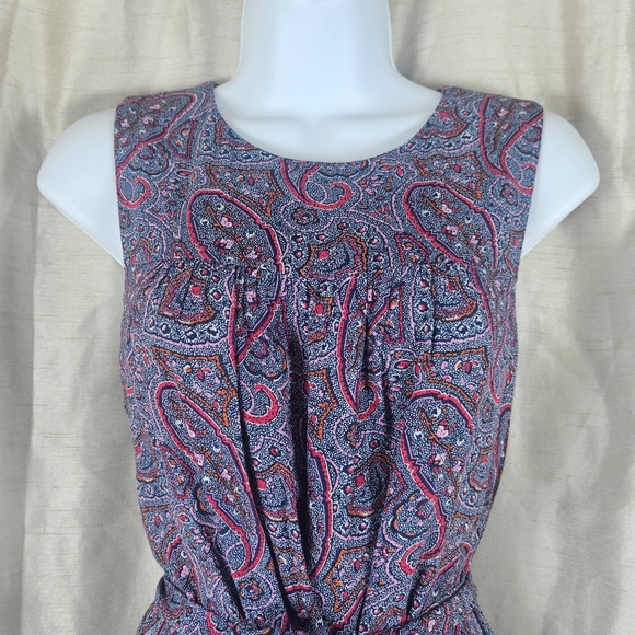 NWOT Gap red purple floral shirred swing dress Womens Medium - Picture 9 of 11